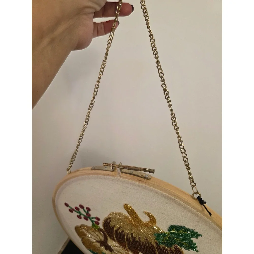Acorn Oak Harvest Collection Beaded Pumpkin Sunflower Embroidery Hoop Wall Decor